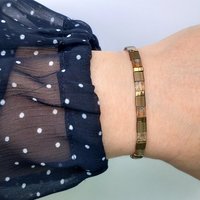 Miyuki tila stretch bracelet set in turquoise, bronze and gold, two matching designs for stacking or a single bracelet