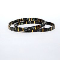 Elegant miyuki tila beads bracelet set strung on transparent stretch cord - Two matching designs with black and gold-plated tila beads 