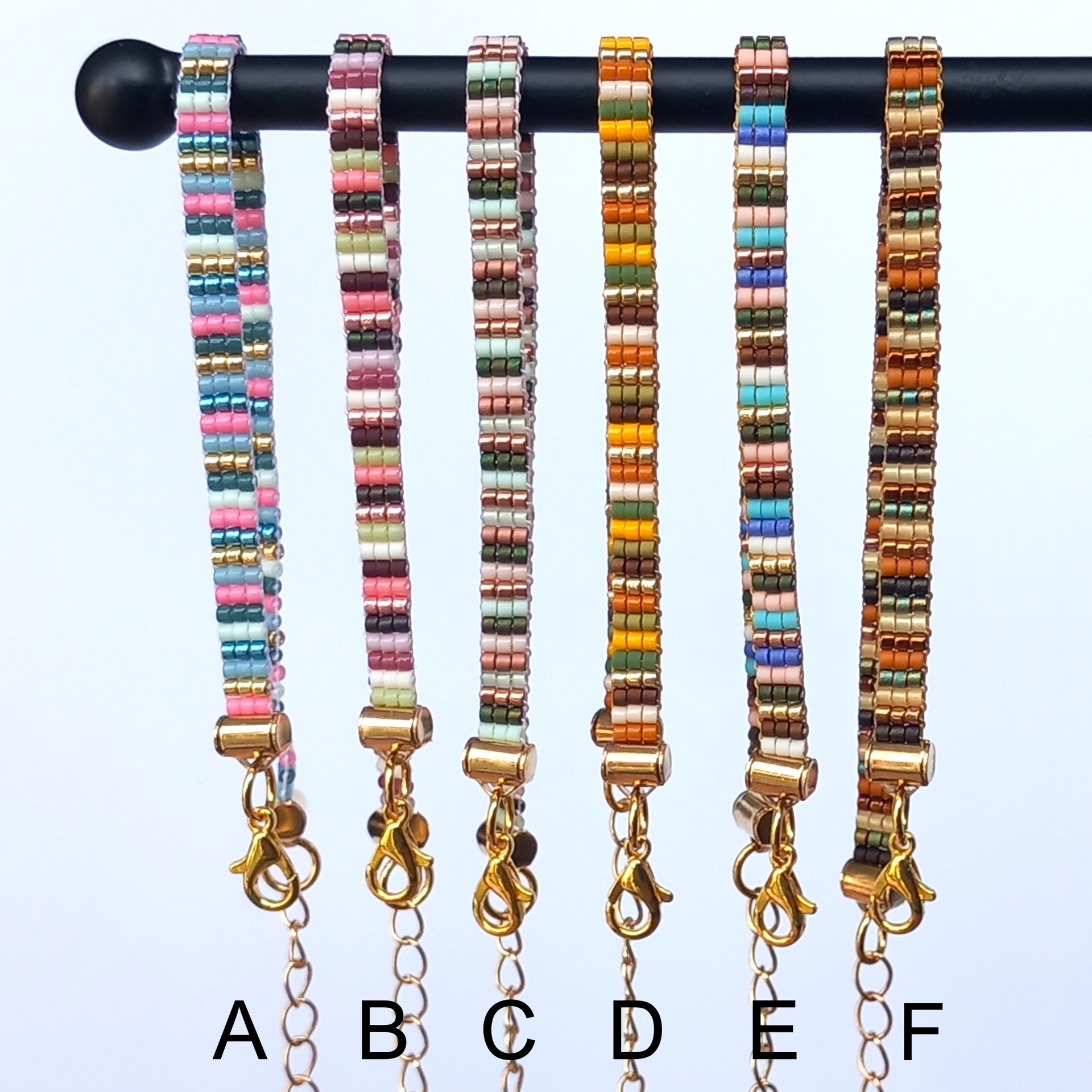 Miyuki glass beaded bracelet made of tiny beads, colorful, happy, and stylish adjustable loom bracelet with lobster claw clasp